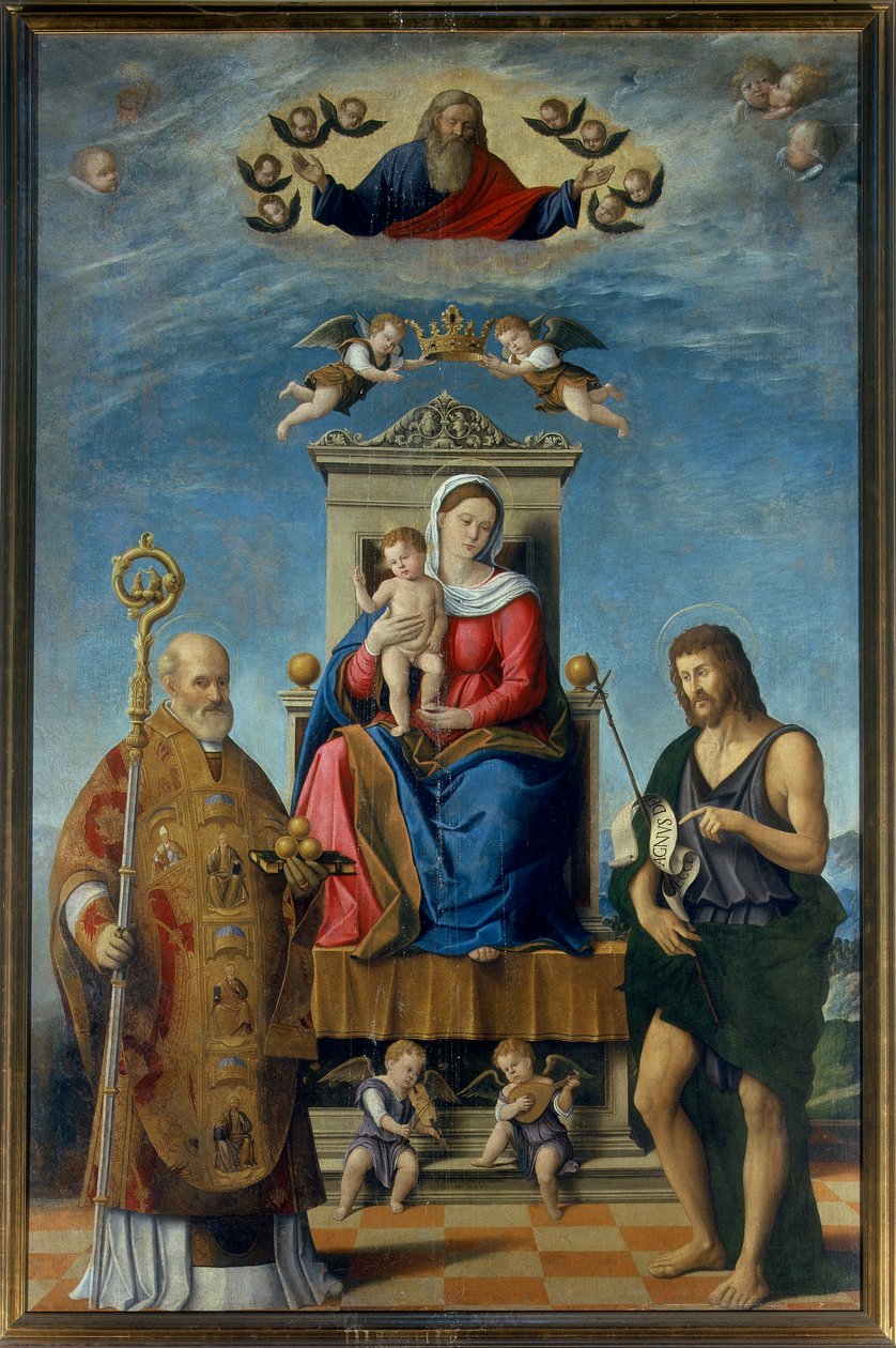 Madonna og barn med de hellige Nicholas og døperen Johannes av Fabrizio Santafede