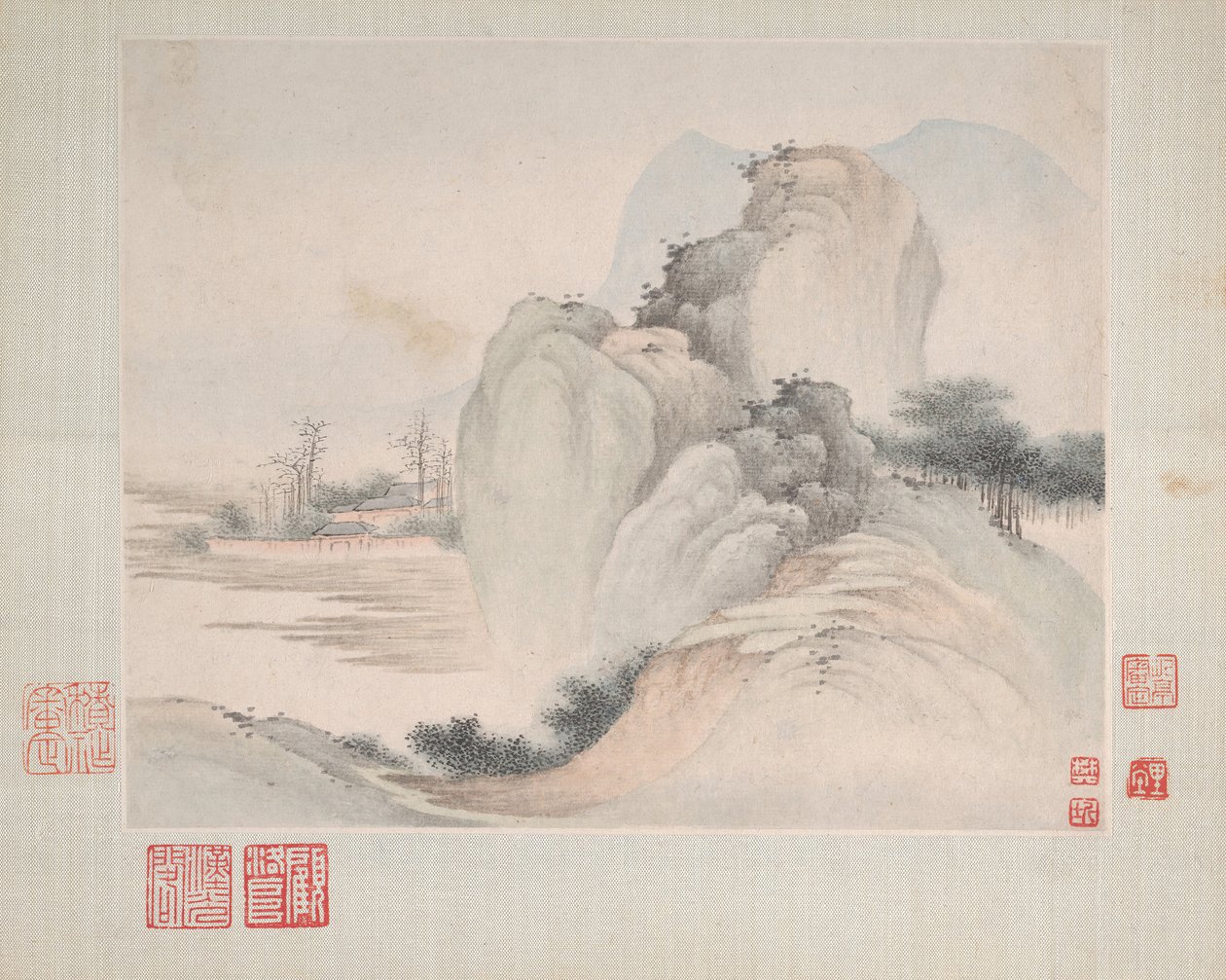 Landskap malt for Yuweng, datert 1673. av Fan Qi