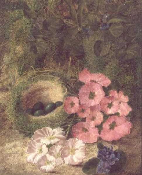 Vår (reir med hunderoser) av Fanny Jane Bayfield