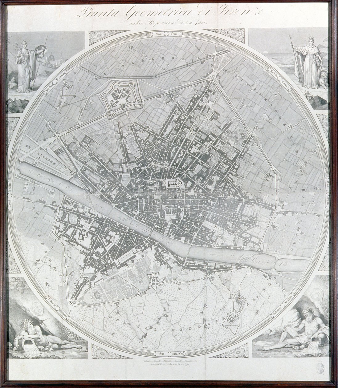 Kart over Firenze, 1843 og 1866 (for detaljer se 100311) av Fantozzi