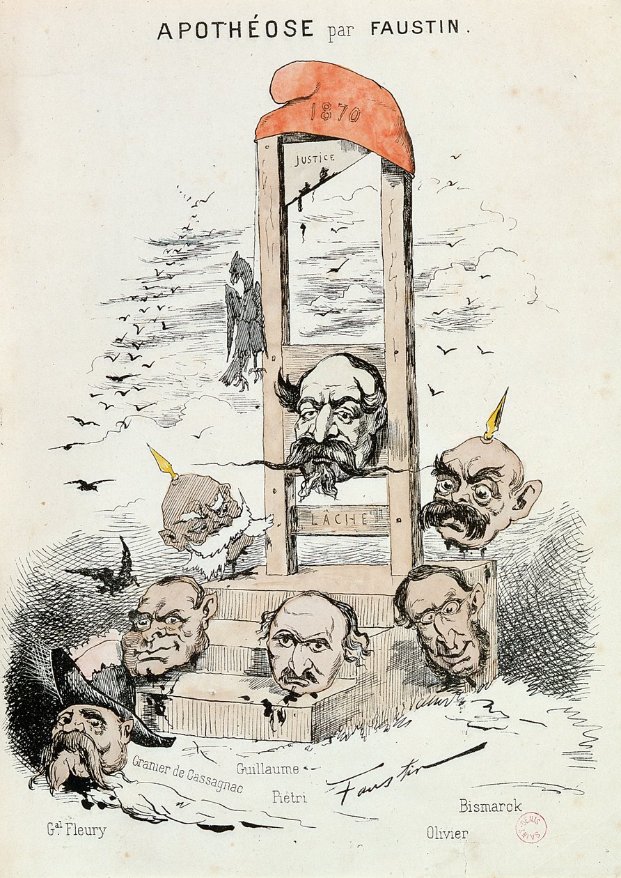 Karikatur av Napoleon III (1808-73) Otto von Bismarck (1815-98) og Kaiser Wilhelm I (1797-1888) av Faustin