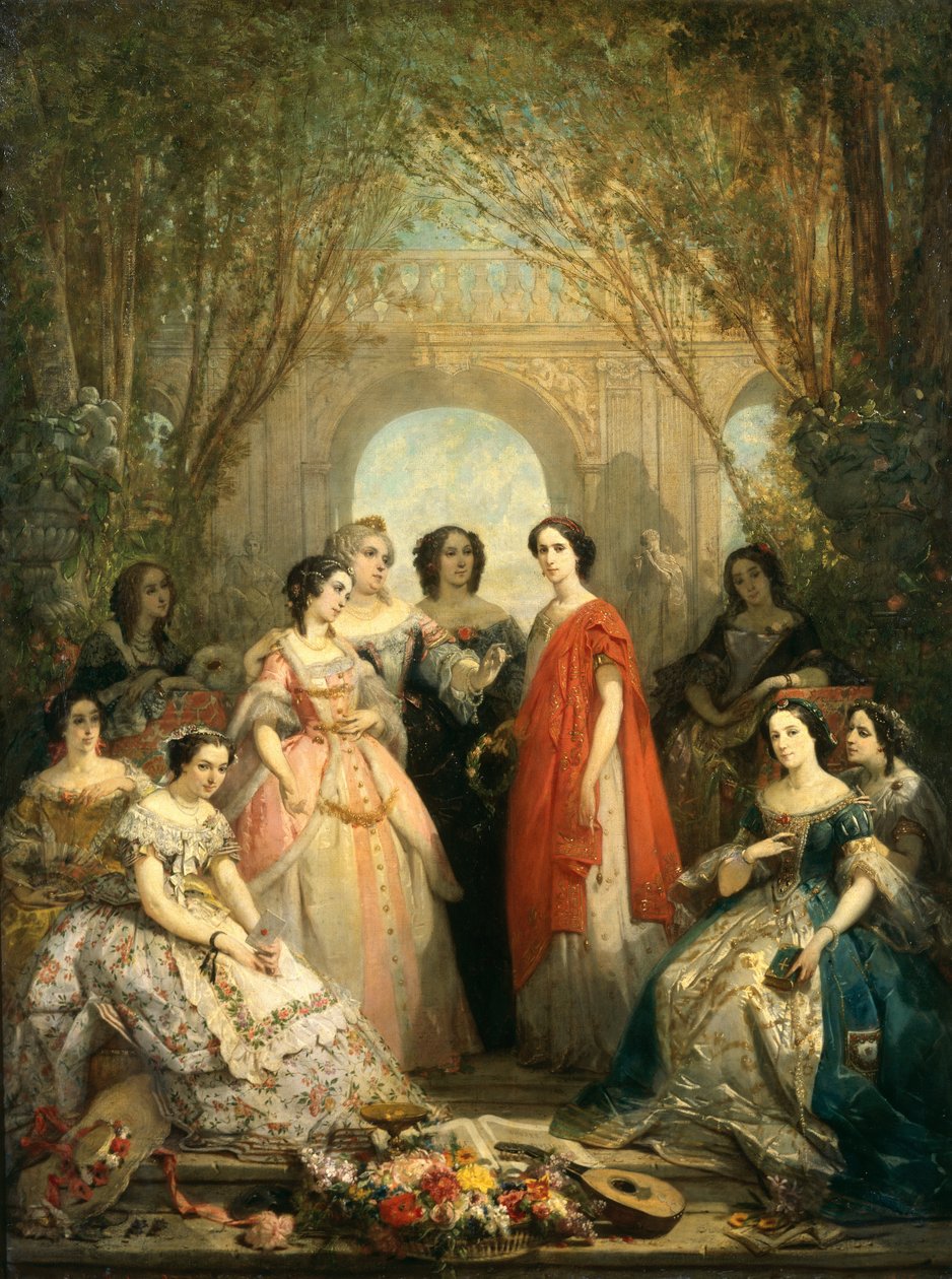 The Women of the Comedie Francaise in their Costumes, 1855 av Faustin Besson