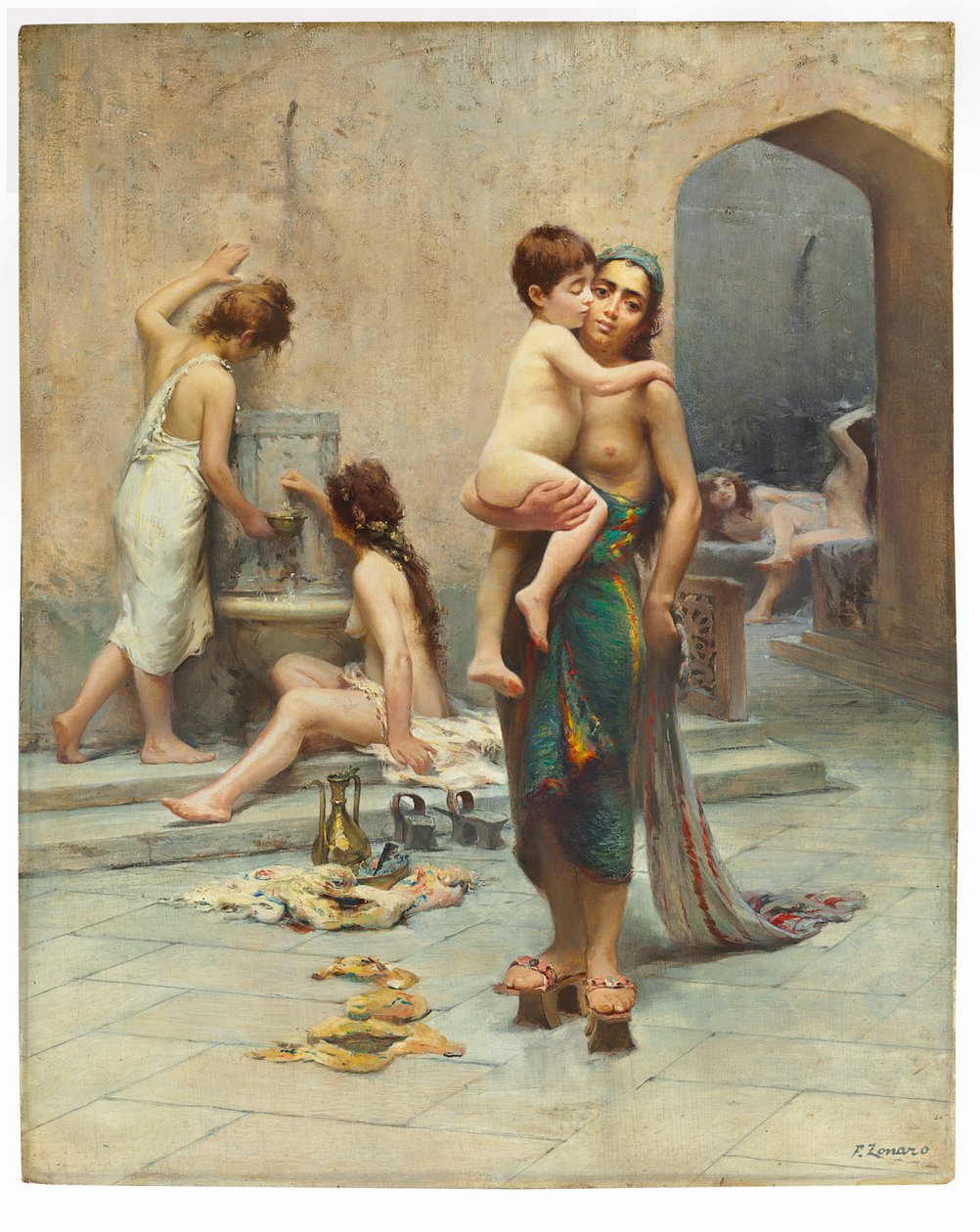 Hamam - badet, ca. 1891-1902 (olje på lerret) av Fausto Zonaro