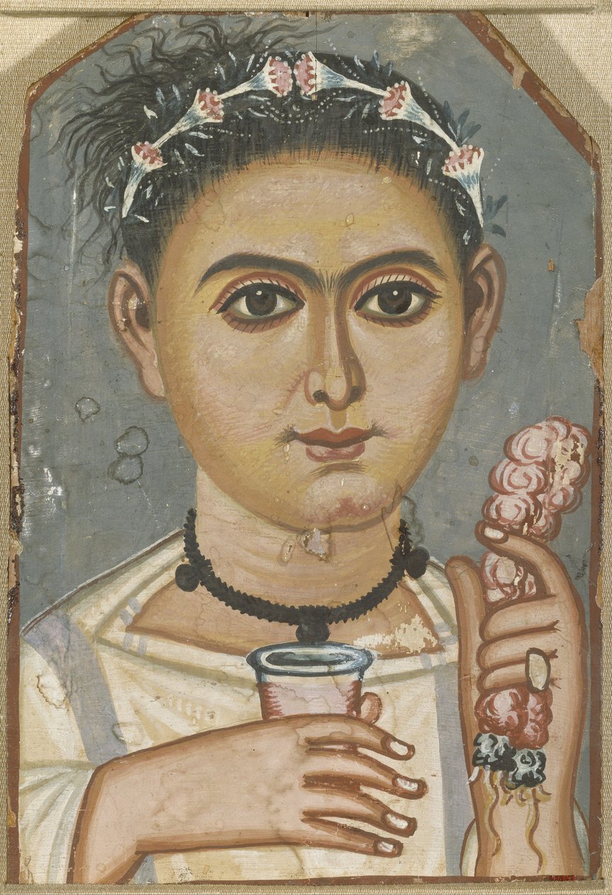 Gutt med en blomsterkrans i håret, ca 200-230 av Fayum mummy portraits