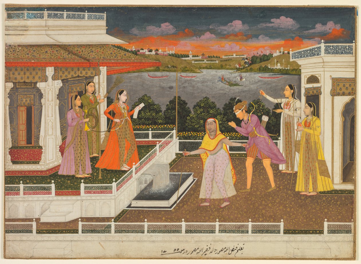 En frier med bind for øynene blir brakt for en prinsesse, 1755. av Fayzullah