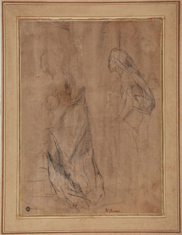 Saint Elizabeth med spedbarnet Johannes døperens studie for Madonna della Gatta av Federico Barocci
