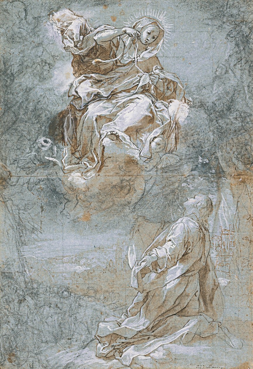 Miraklet av det hellige beltet (recto), ca. 1600-1610 av Federico Barocci