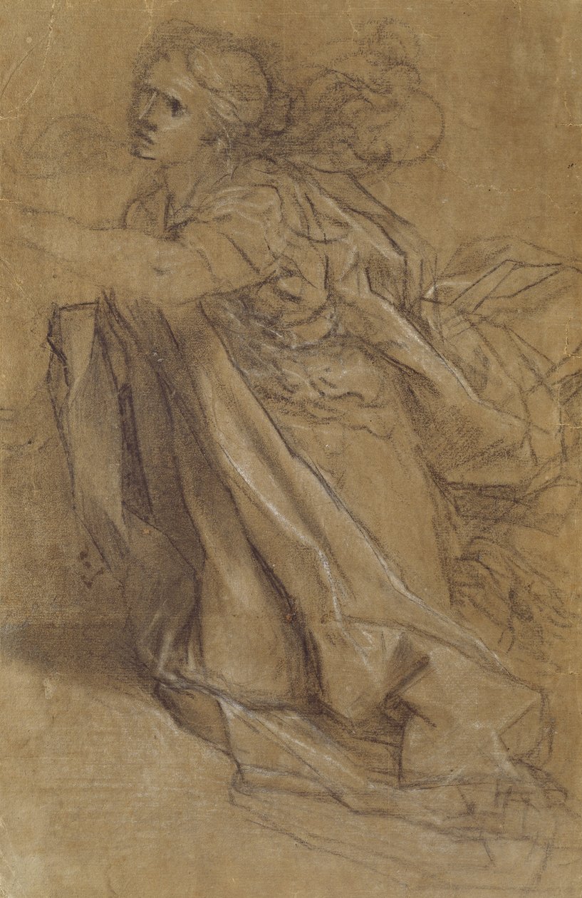 Magdalen (svart-hvitt kritt på buff-papir) av Federico Barocci