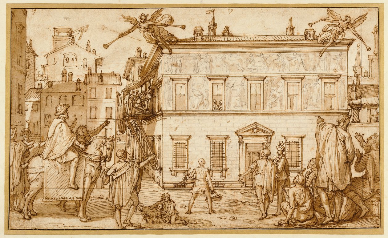 Taddeo Dekorerer fasaden til Palazzo Mattei av Federico Zuccaro