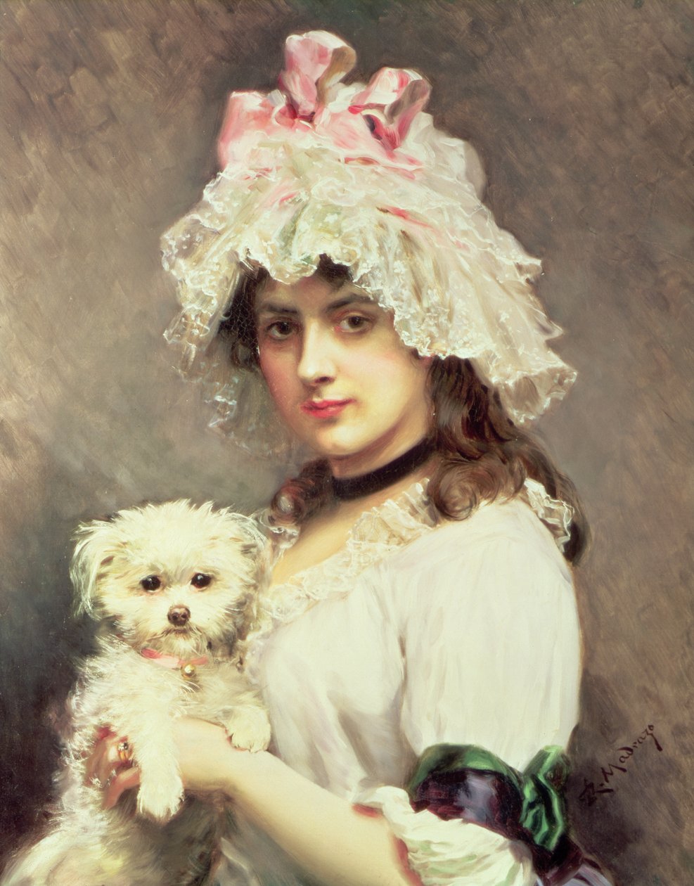 Jente med lapphund av Federico de Madrazo y Kuntz