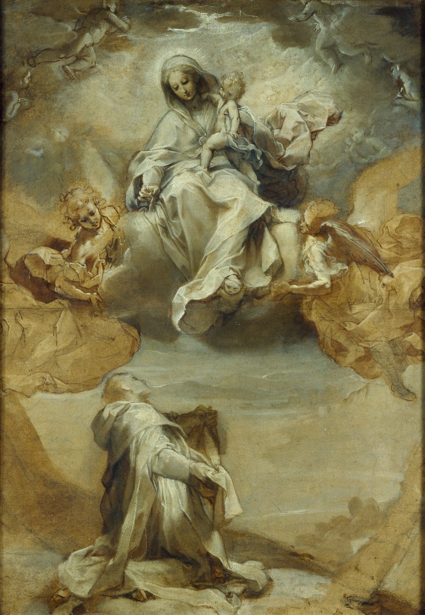 St Dominic de Guzman mottar rosenkransen, c1588 av Federico Barocci