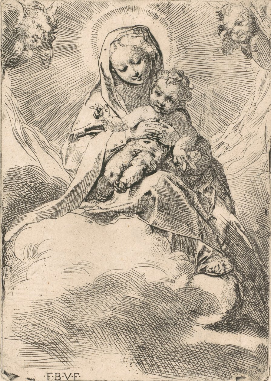 Jomfruen satt på en sky, 1580-84. av Federico Barocci