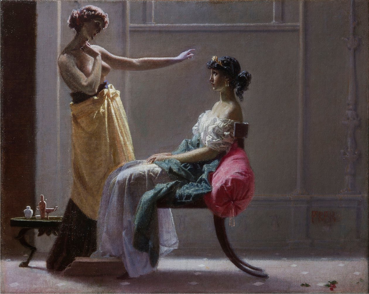 Scapigliatura: Gammelt toalett (Toilette ancienne) av Faruffini, Federico (1831-1869). Olje på lerret, størrelse: 40x49,5 av Federico Faruffini
