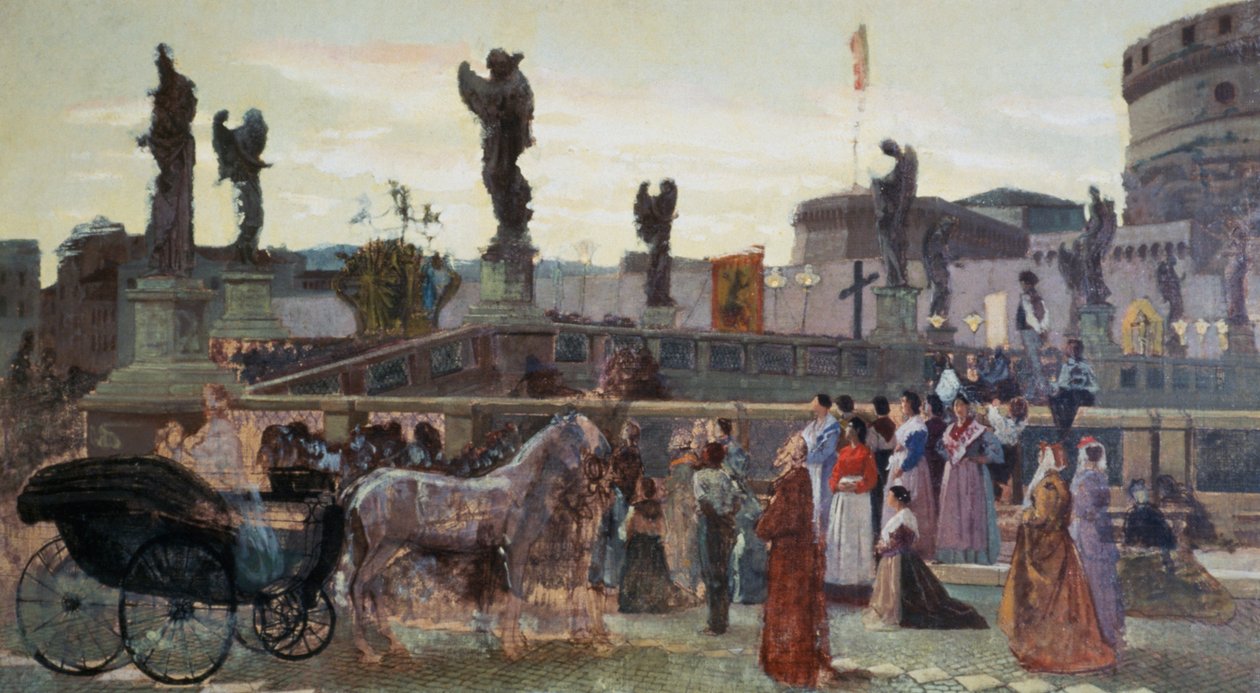 Prosesjonen til Saint Anne ved Ponte Sant'Angelo av Federico Faruffini
