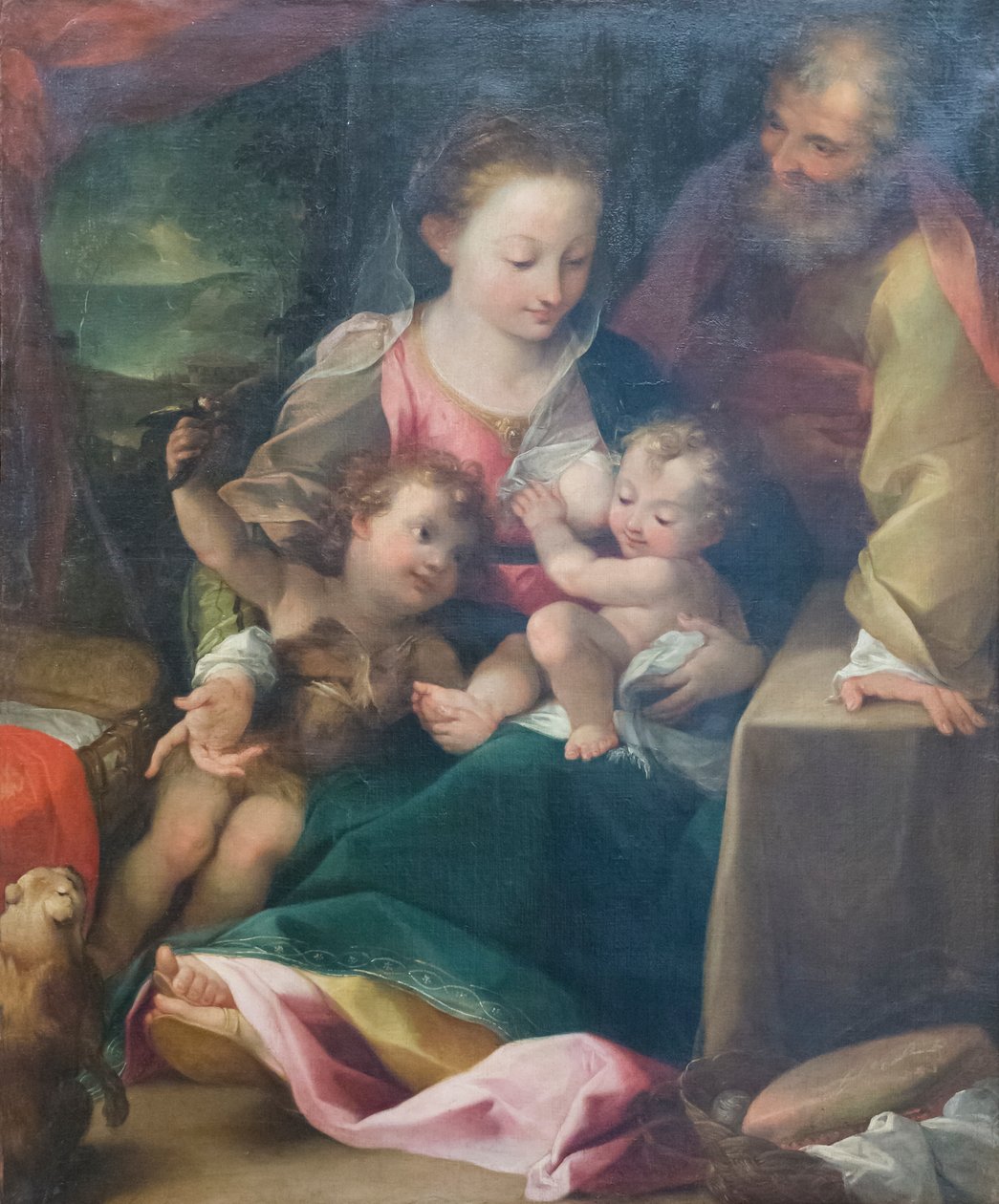 Hellige familie og den hellige døperen Johannes av Federico Fiori (after) Barocci or Baroccio