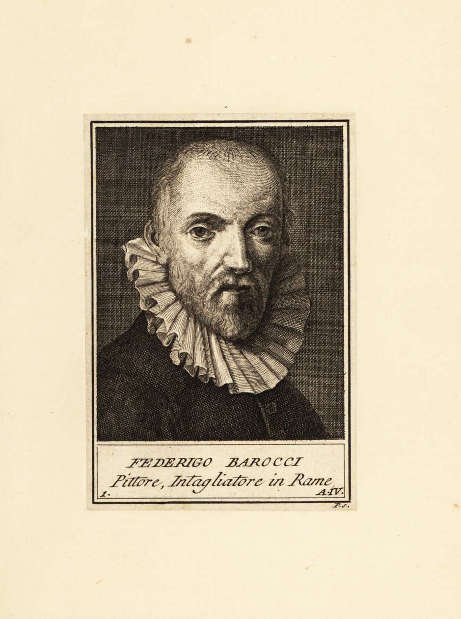 Portrett av Federico Barocci (ca. 1535-1612), italiensk renessansemaler og trykkeri av Federico Fiori (after) Barocci or Baroccio