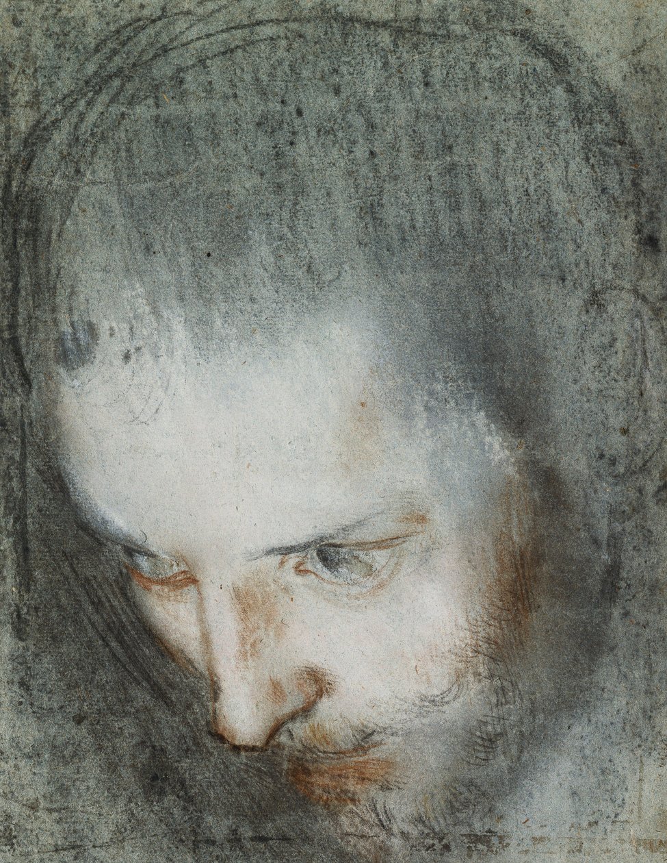Leder av Saint Francis ser oppover til venstre, av Federico Fiori Barocci or Baroccio