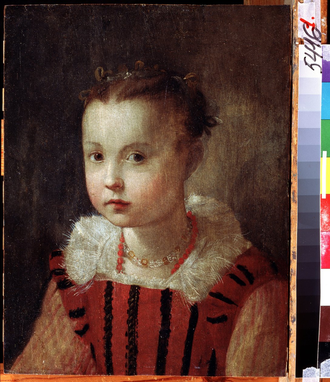 ""portrett av en liten jente"" Rikt kledd barn. Maleri av Federico Fiori Barocci eller Baroccio (ca. 1535-1612) Regional Deineka Art Gallery, Kursk Russland av Federico Fiori Barocci or Baroccio