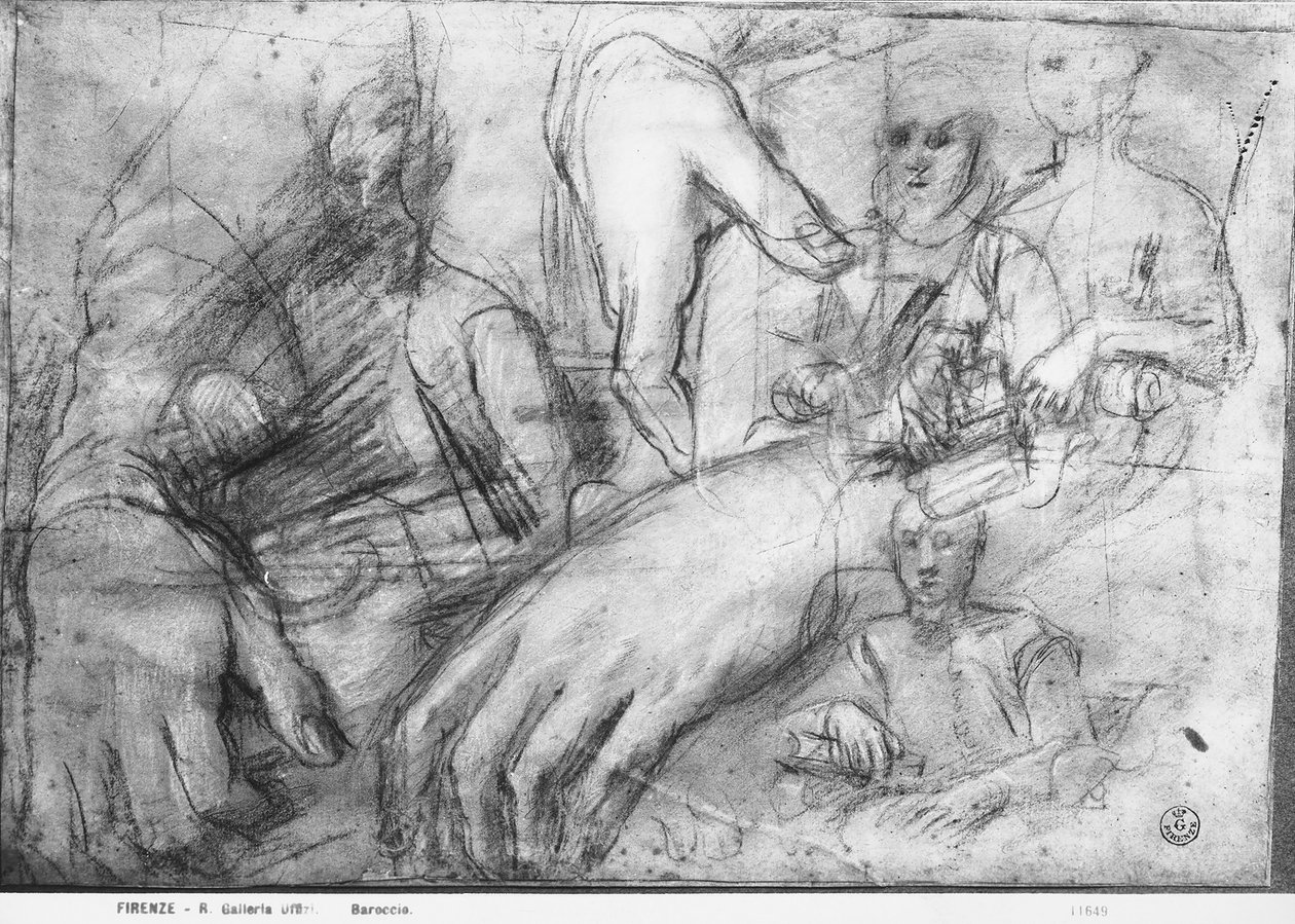 Studie av hender for et portrett av Ippolito della Rovere (svart, rødt og hvitt kritt på papir) av Federico Fiori Barocci or Baroccio
