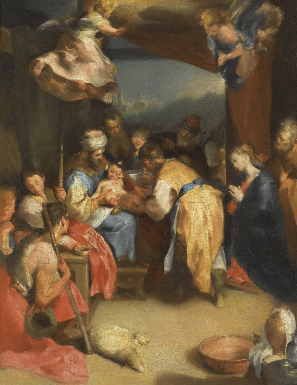 Kristi omskjæring par Barocci, Federigo (1528-1612). Olje på lerret, størrelse: 81,8x63,7, , Privat samling av Federico Fiori Barocci or Baroccio