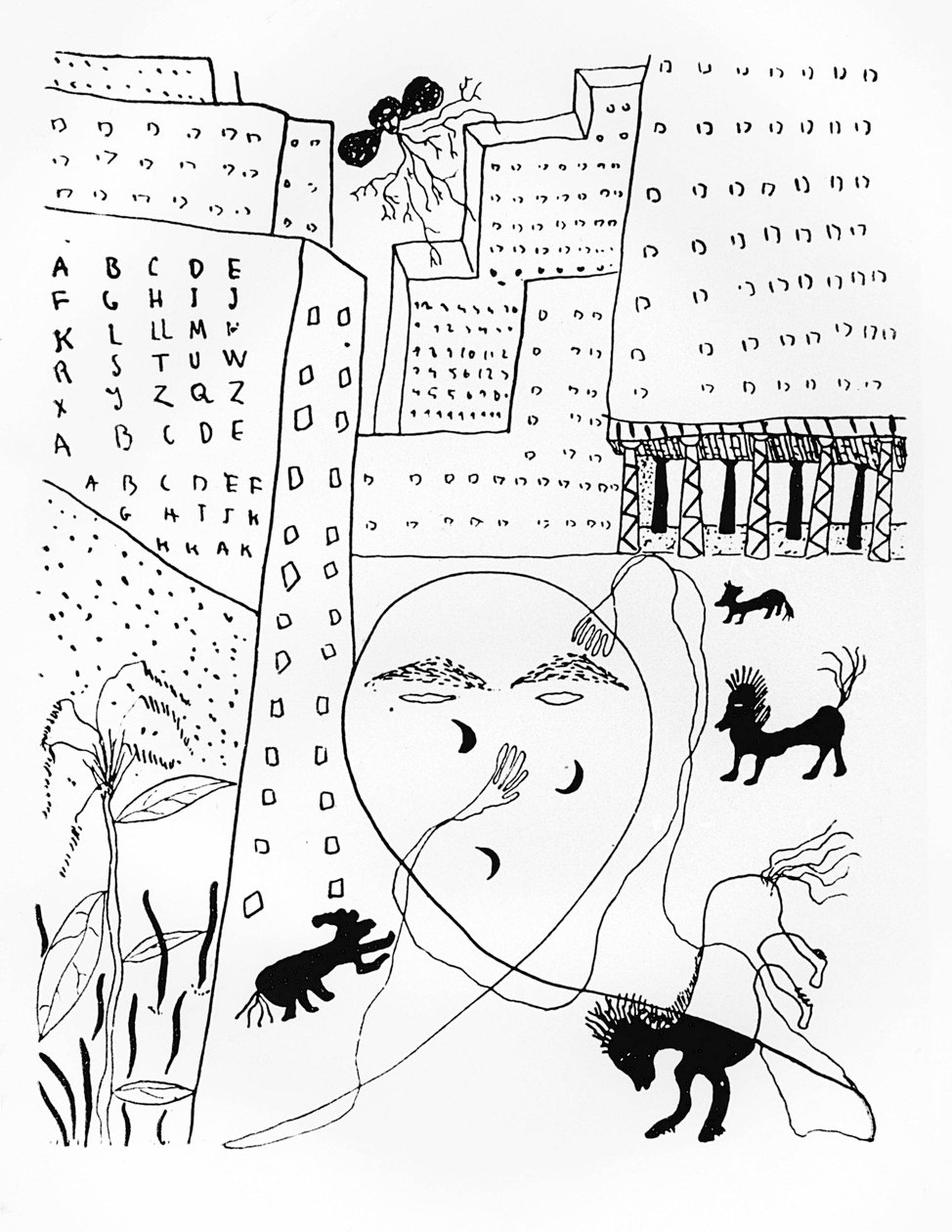 Selvportrett av poeten Federico Garcia Lorca (1898-1936) i New York, 30-tallet av Federico Garcia Lorca