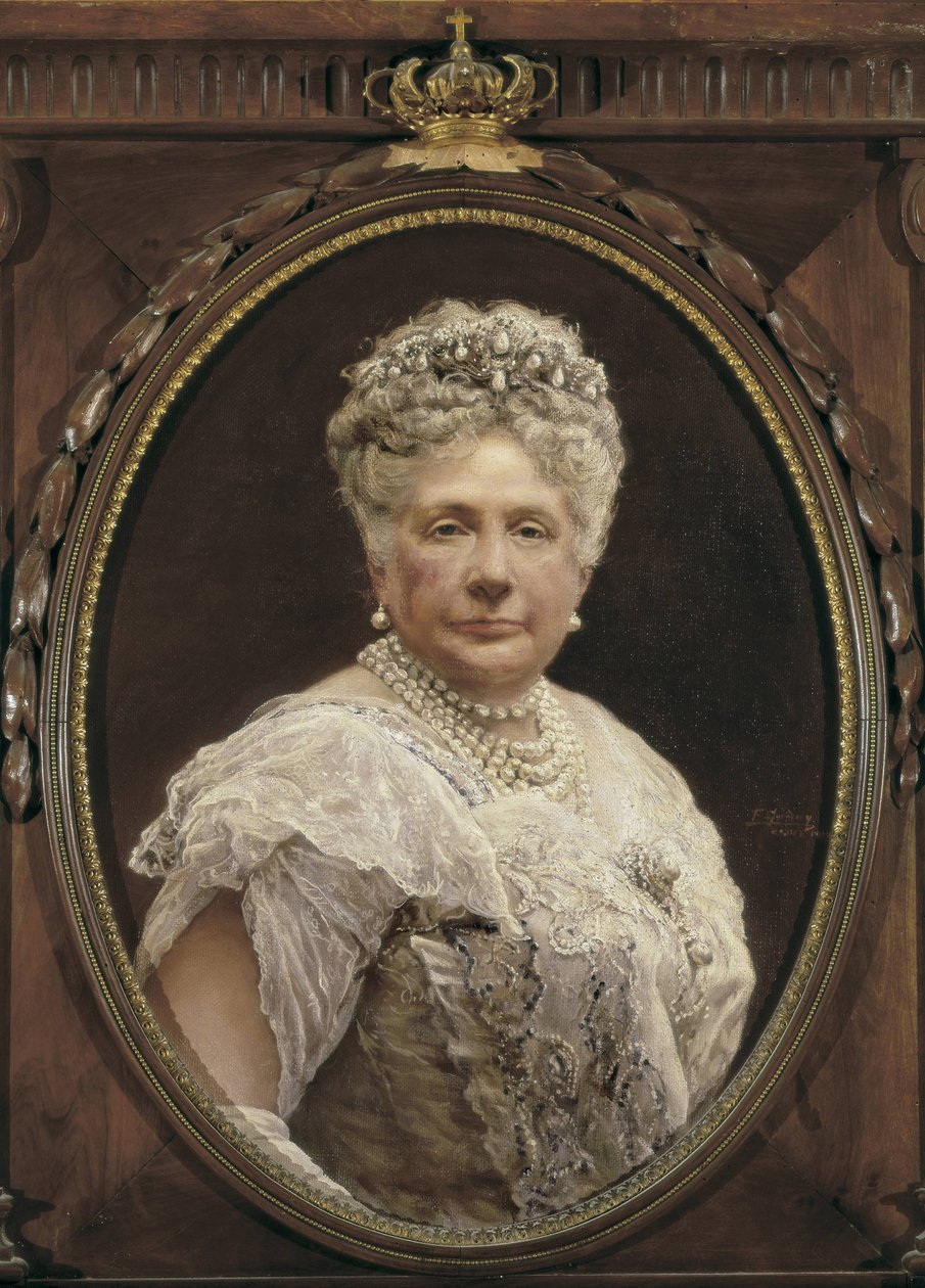 Portrett av Isabella av Borbon, prinsesse av Spania, datter av Isabella II og søster av Alfonso XII (olje på lerret) av Federico Godoy y Castro