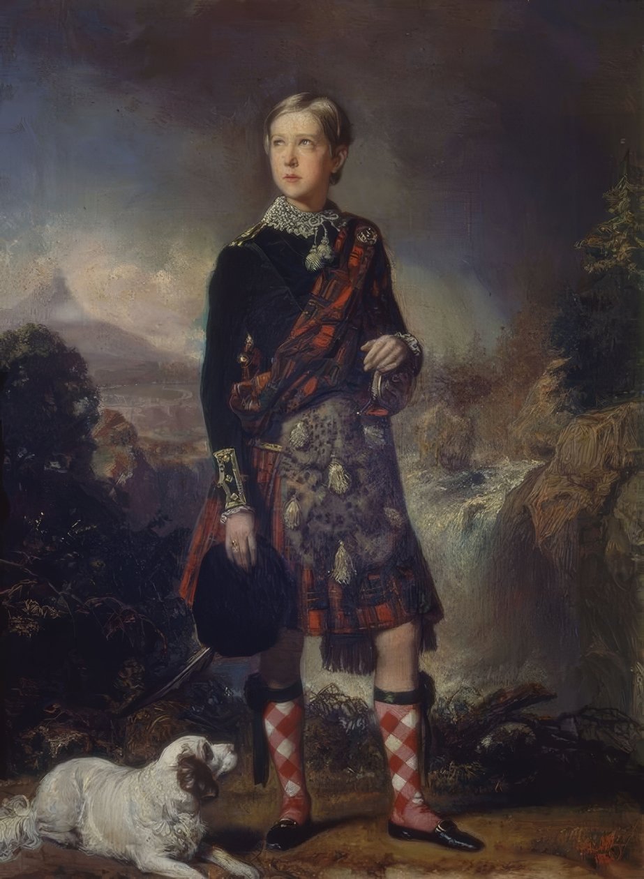 BARNET ENRIQUE O’SHEA MONTGOMERY, DRESS OF SCOTLAND, 1848, OLJE / BORD 0,45 × 0,30 av Federico de Madrazo y Kuntz