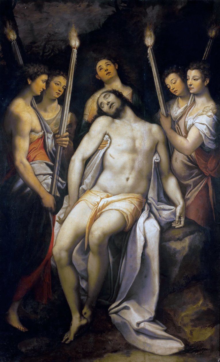 Død Kristus støttet av engler, 1566-1568. av Federico Zuccari