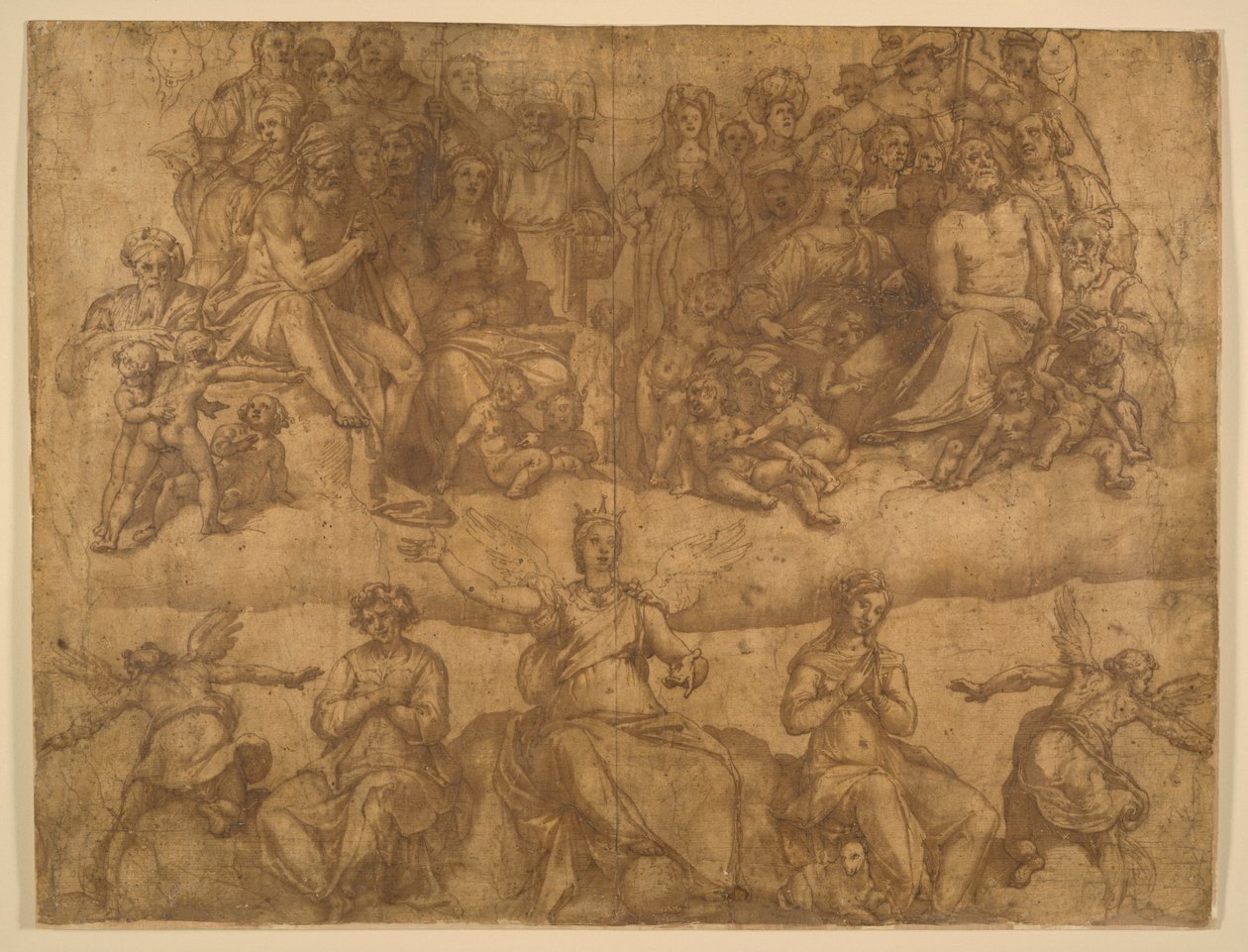 Forløste sjeler og allegoriske figurer, studie for den siste dommens freskomaleri i kuppelen til Duomo, Firenze av Federico Zuccaro