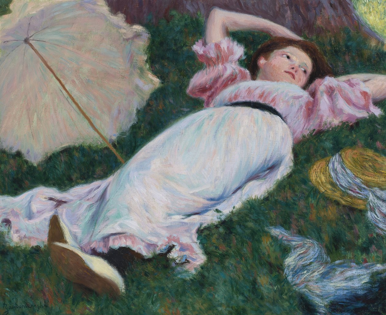 Impresjonisme: liggende kvinne av Zandomeneghi, Federico (1841-1917), ca. 1890. Olje på lerret, 50x60. Privat samling av Federigo Zandomeneghi