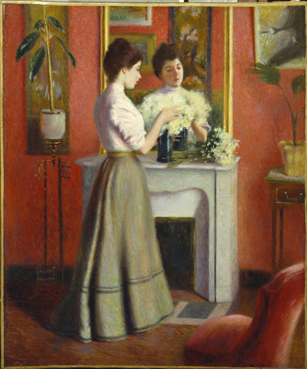 Woman Before a Mirror av Zandomeneghi, Federico (1841-1917). Olje på lerret, størrelse: 65x55 av Federigo Zandomeneghi