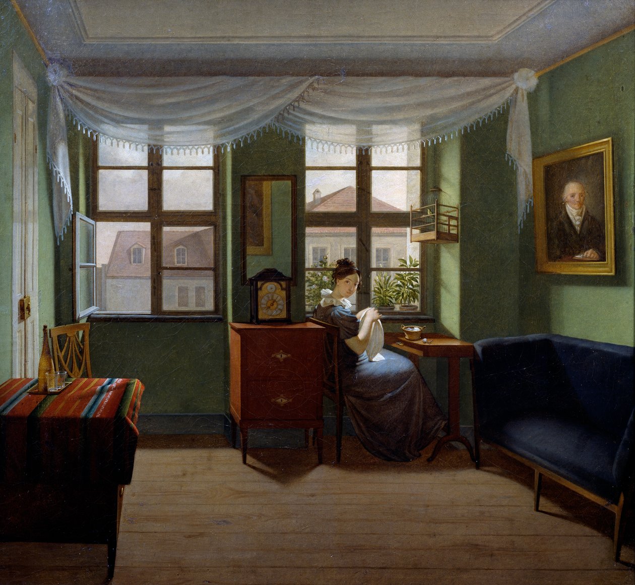 Sying, maleri av Fyodor Tolstoy (1783-1873), Olje på lerret, 42x46, 8 cm av Fedor Petrovich Tolstoy