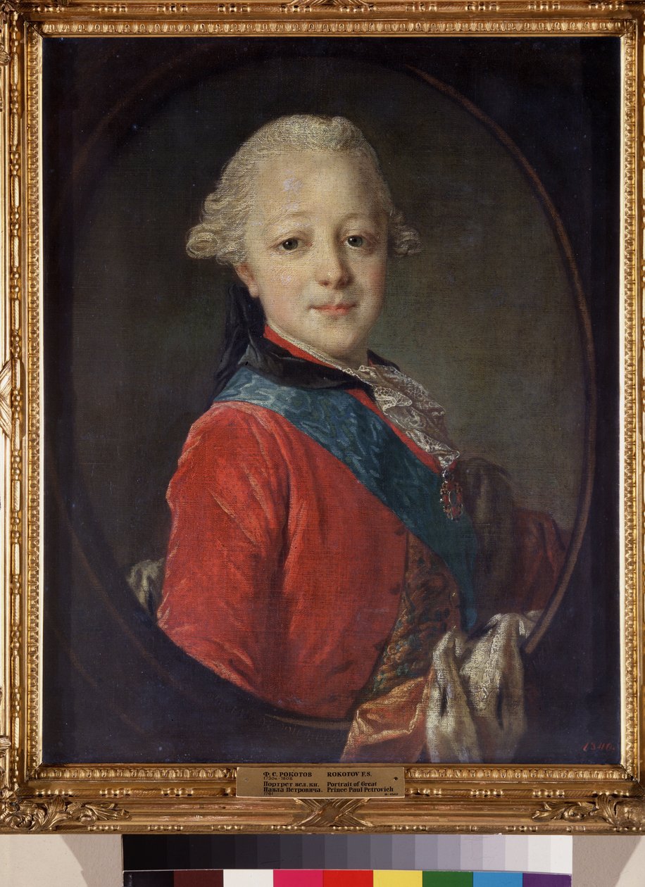 Portrett av storhertug Pavel Petrovich (1754-1801), som barn. Maleri av Fyodor (Fedor eller Fiodor) Stepanovich Rokotov (1735-1808), olje på lerret av Fedor Stepanovich Rokotov