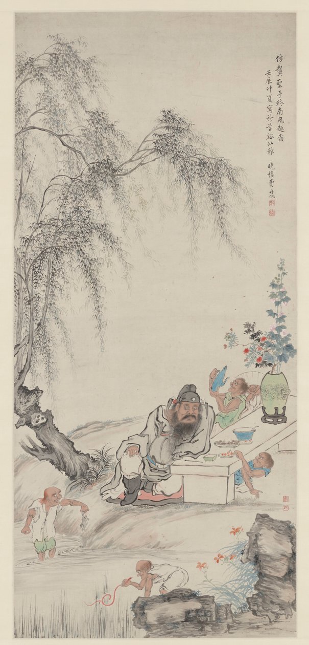Zhong Kui og hans assistenter under Willows av Fei Danxu