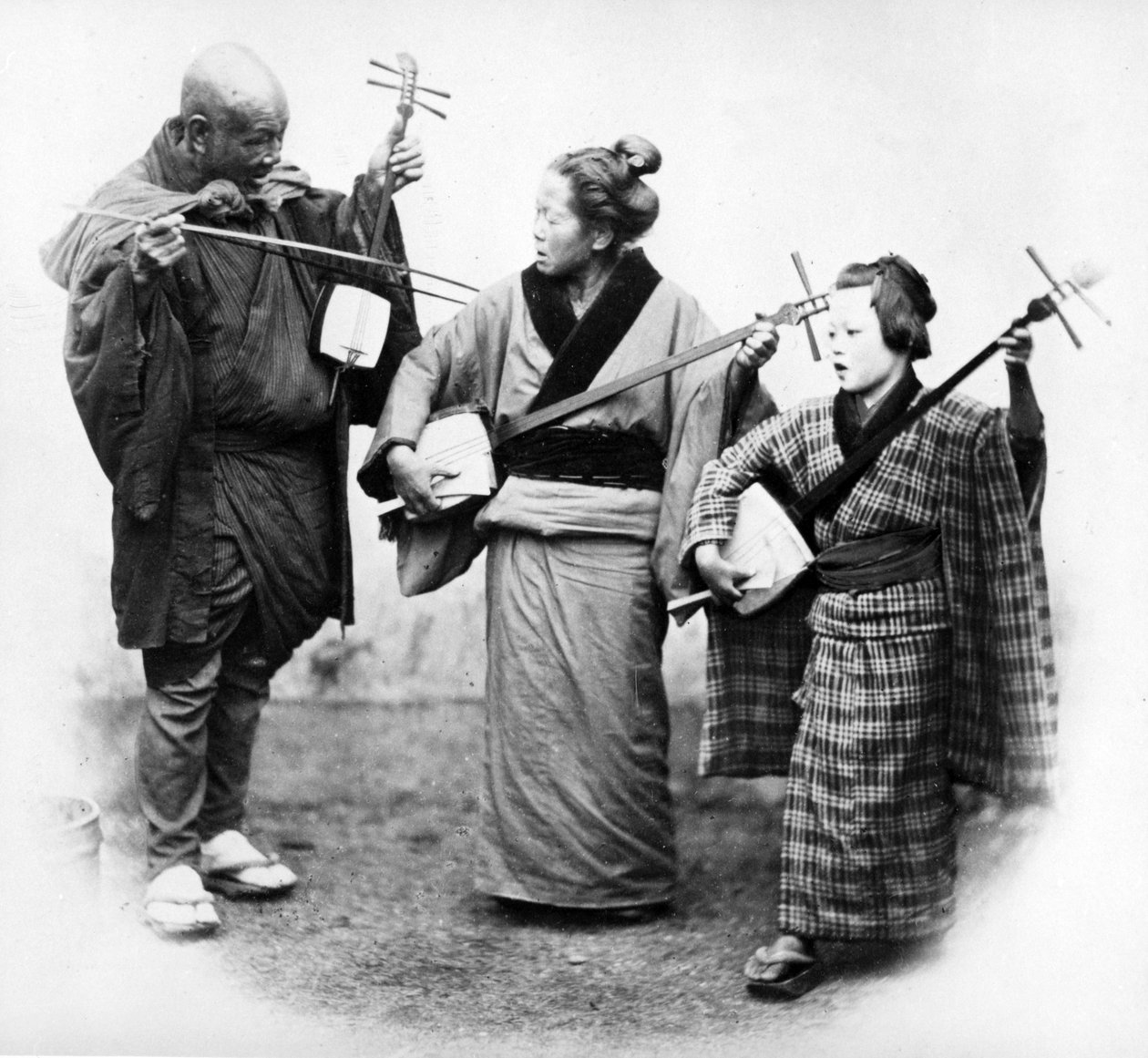 Japanske musikere, ca. 1860-tallet av Felice Beato