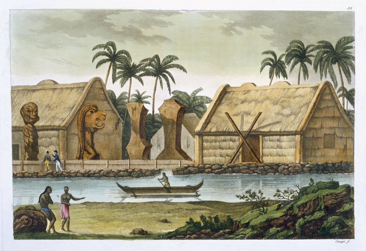Tomb of Tamahamah på Kaiakakooa, Sandwichøyene, plate 33 fra 
