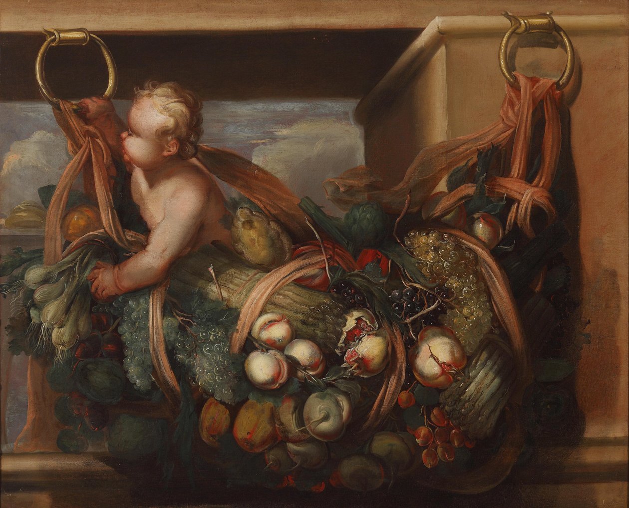 Putto med en fruktfestoon av Felice Fortunato Biggi
