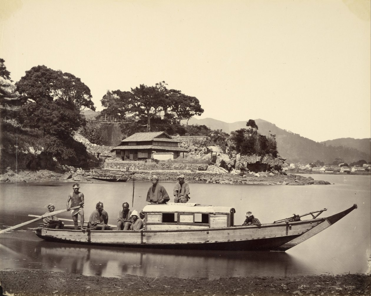 Japansk søppel i Canal, Nagasaki av Felice Beato