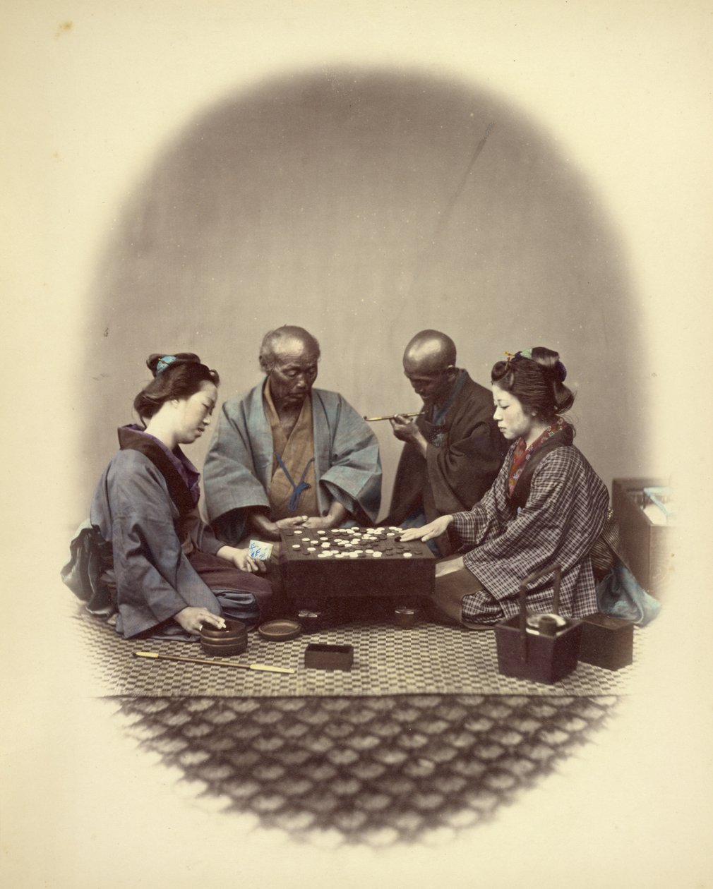 Japanere som spiller go av Felice Beato