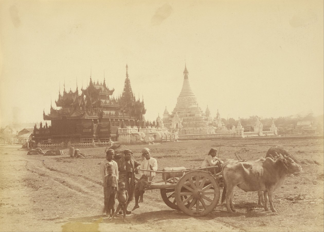 Pagoda og Kyaung Bygget av kapteinen til kong Thibaw Mins livvakt av Felice Beato