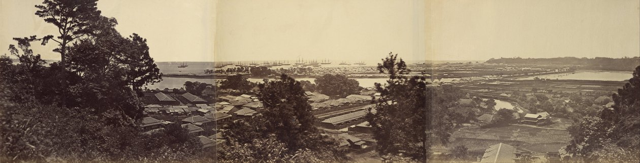Panorama, Yokohama fra Governors Hill av Felice Beato