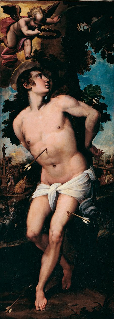 The Martyrdom of St. Sebastian Maleri av Felice Riccio dit Brusasorzi (1539-1605) Privat samling fra 1500-tallet av Felice Brusasorci