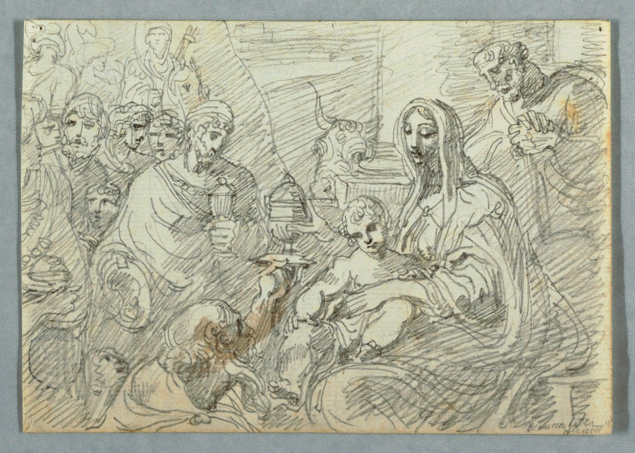 Tilbedelse av Magi-studien etter Lodovico Carracci av Felice Giani