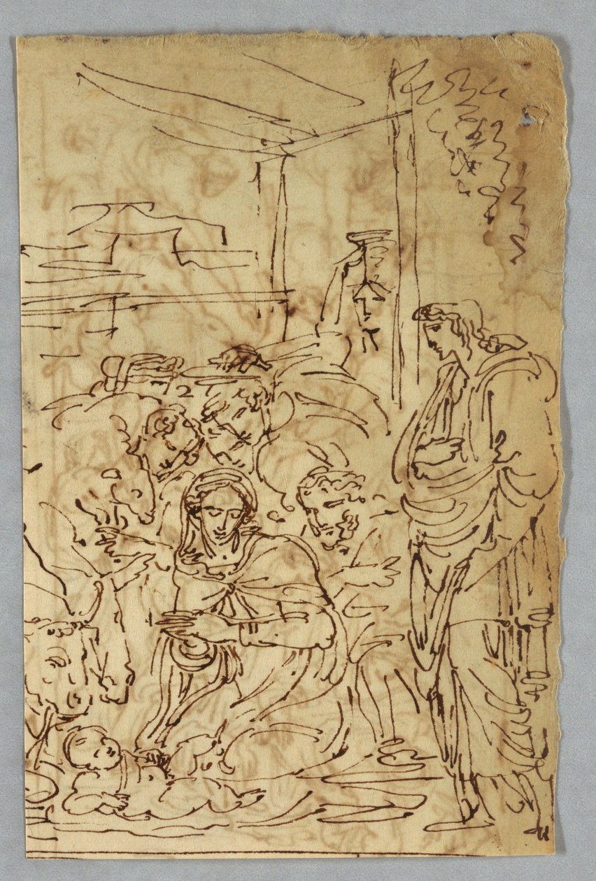 Tilbedelse av hyrdene; Arcangle St. Michael etter Raphael; St. Margarite etter Rafael; Aloof de Wignancourt av Caravaggio; Putti; Studie av vannflommen; Verso: Disposisjon etter Volterra; St. Cecilia etter Rafael; Del av ekteskapet til Henry IV med... av Felice Giani