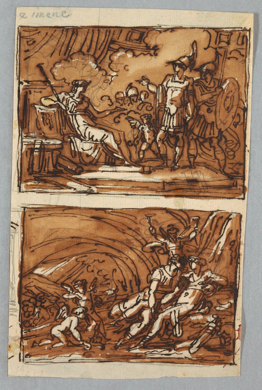 Aeneas og Achates før Dido; kjærligheten til Aeneas og Dido av Felice Giani
