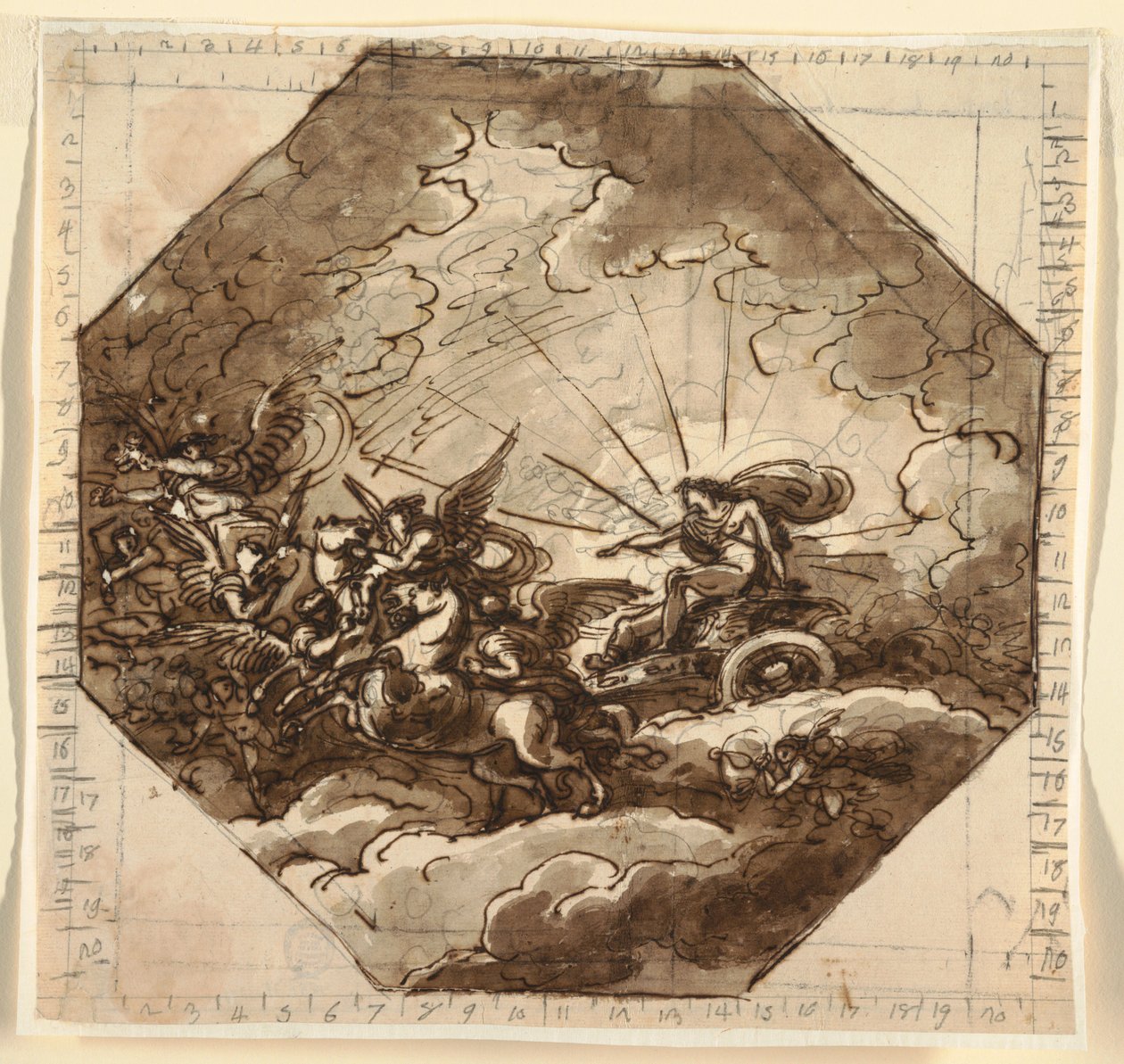 Apollo i sin vogn med Aurora, Ottogonale-rommet, Palazzo Milzetti, Faenza av Felice Giani
