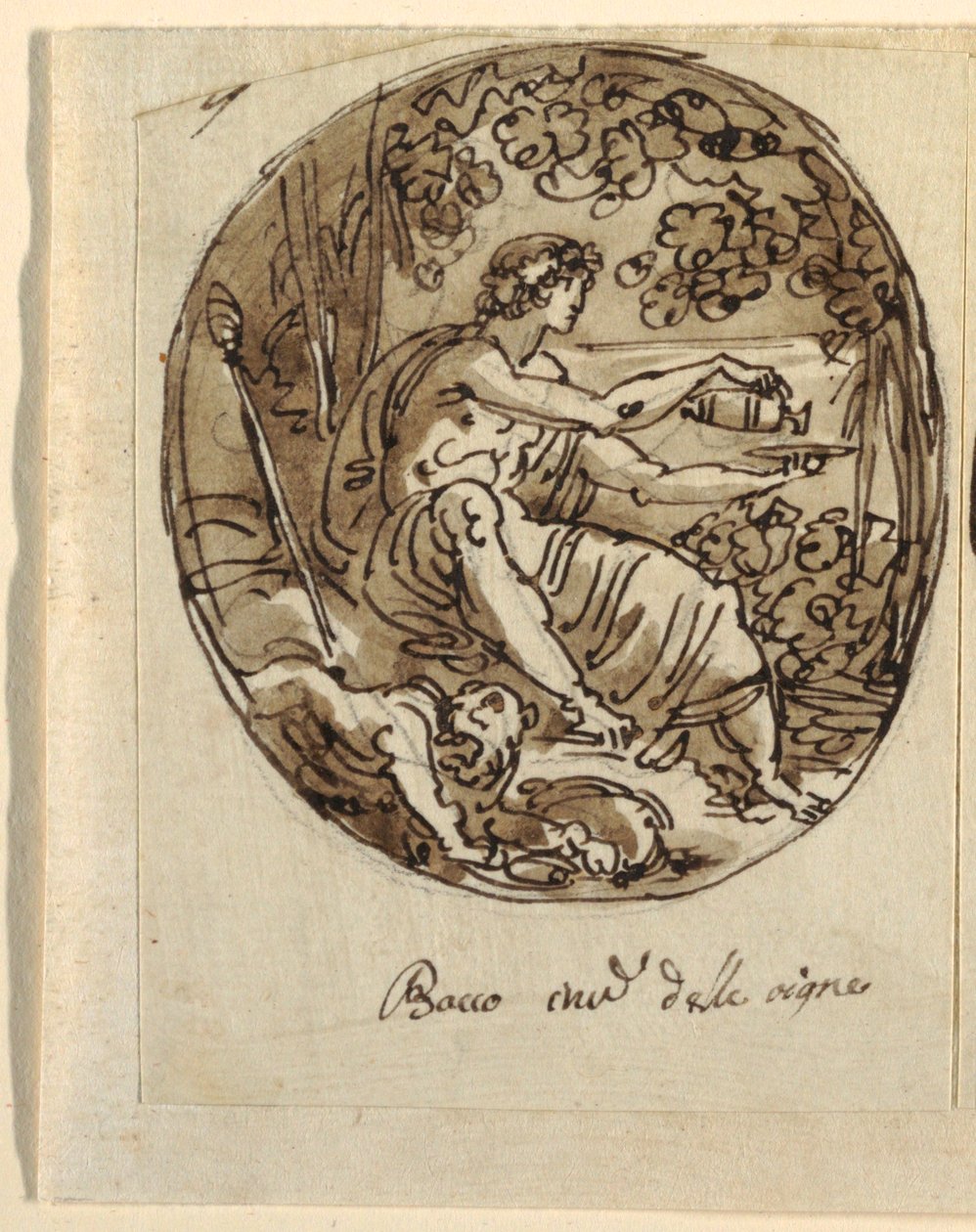 Bacchus, Design for hvelvet tak, Sala dei Legislatori, Palazzo Conti-Sinibaldi, Faenza av Felice Giani