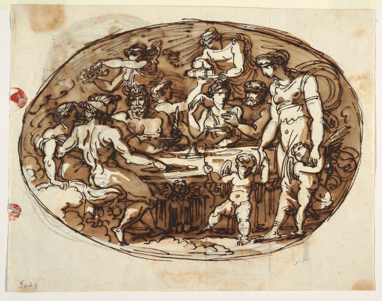 Bankett av gudene, variant for spisestuen, Palazzo Guarini, Forli av Felice Giani