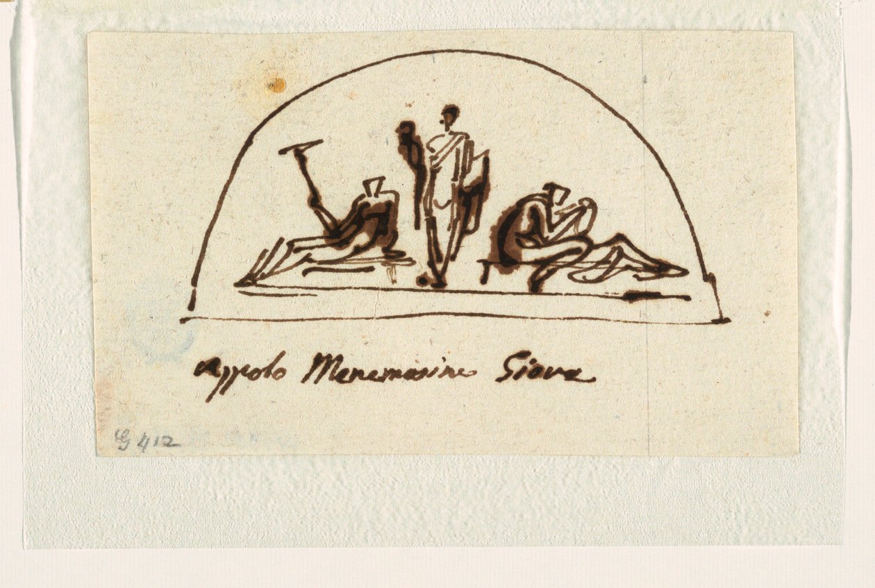 Design for Lunette med Apollo, Mnemosyne og Jove av Felice Giani