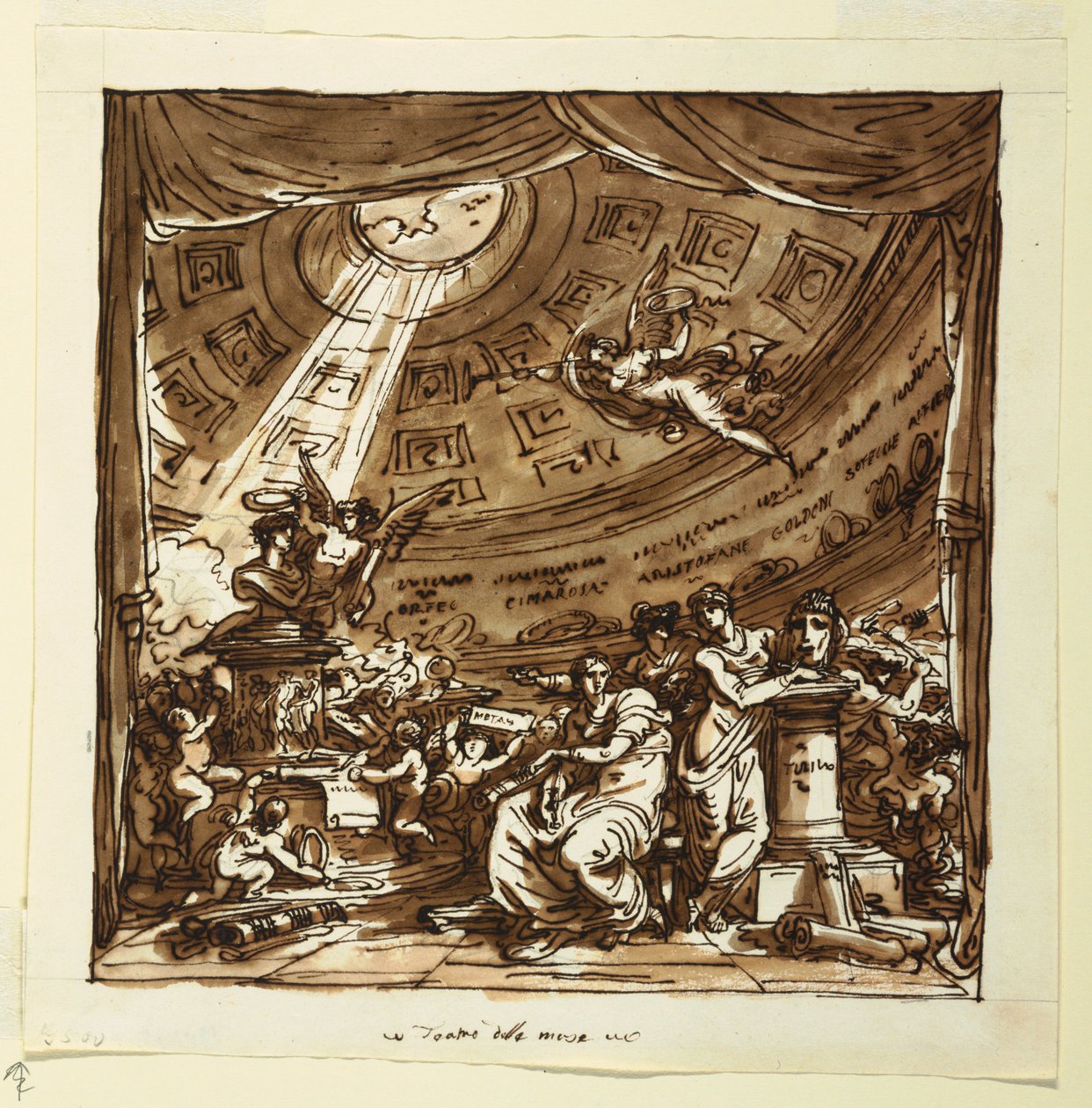 Design for Stage Curtain: Temple of Fame av Felice Giani